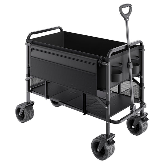Double Decker Wagon Collapsible, 400L Heavy Duty Folding Wagon Cart, Extended Long Garden Cart with V952-ZDHYBXSSTCHS4GGRTV0