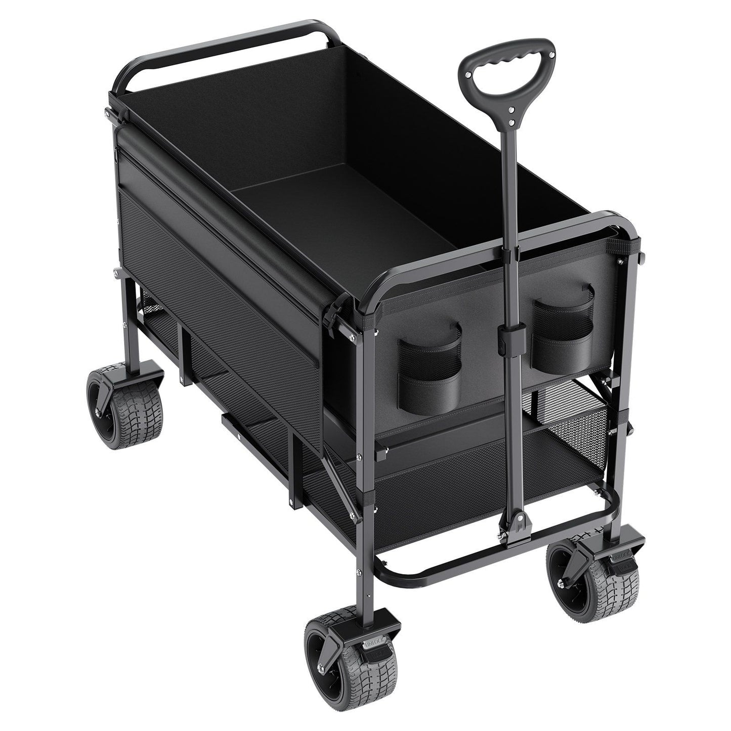Double Decker Wagon Collapsible, 400L Heavy Duty Folding Wagon Cart, Extended Long Garden Cart with V952-ZDHYBXSSTCHS4GGRTV0
