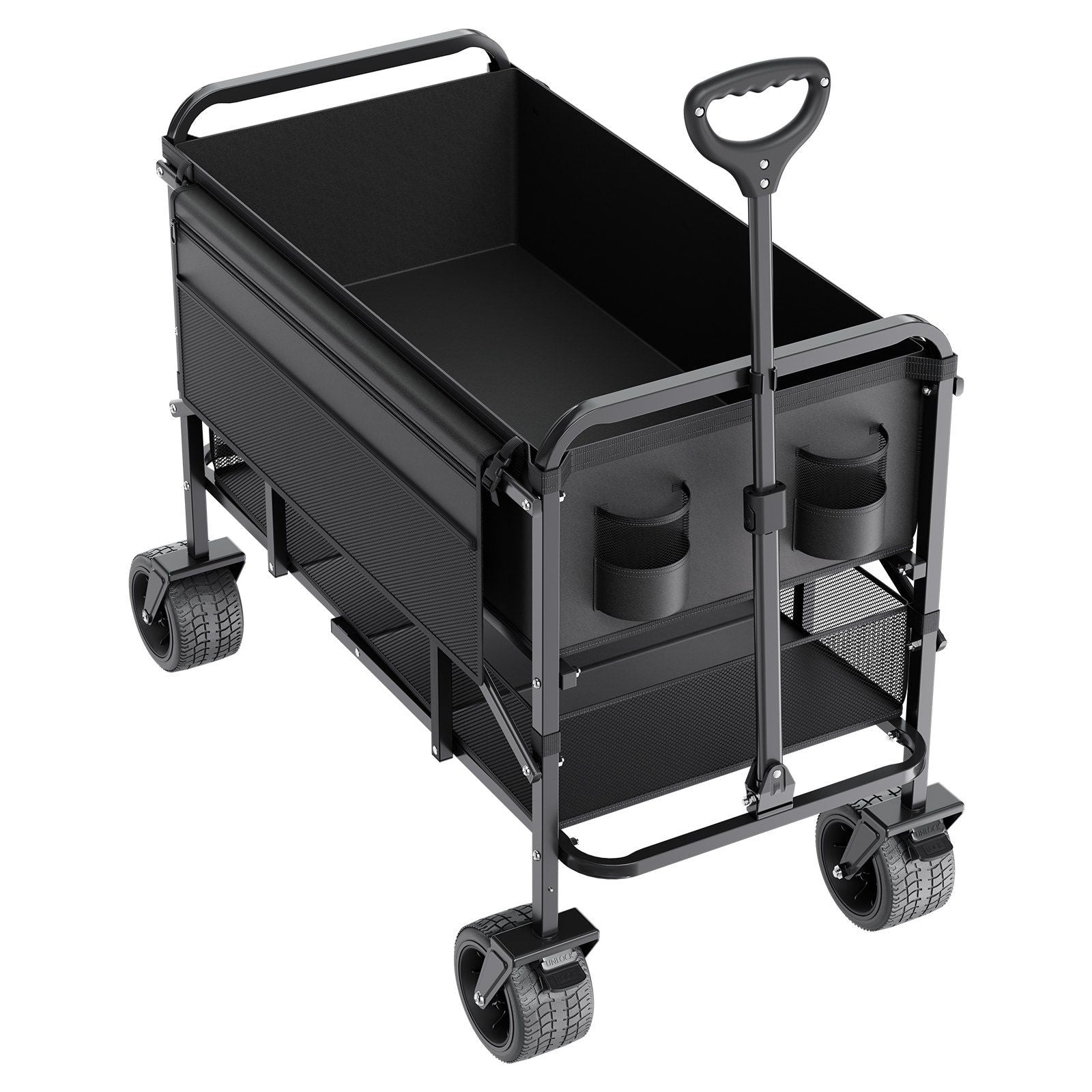 Double Decker Wagon Collapsible, 400L Heavy Duty Folding Wagon Cart, Extended Long Garden Cart with V952-ZDHYBXSSTCHS4GGRTV0