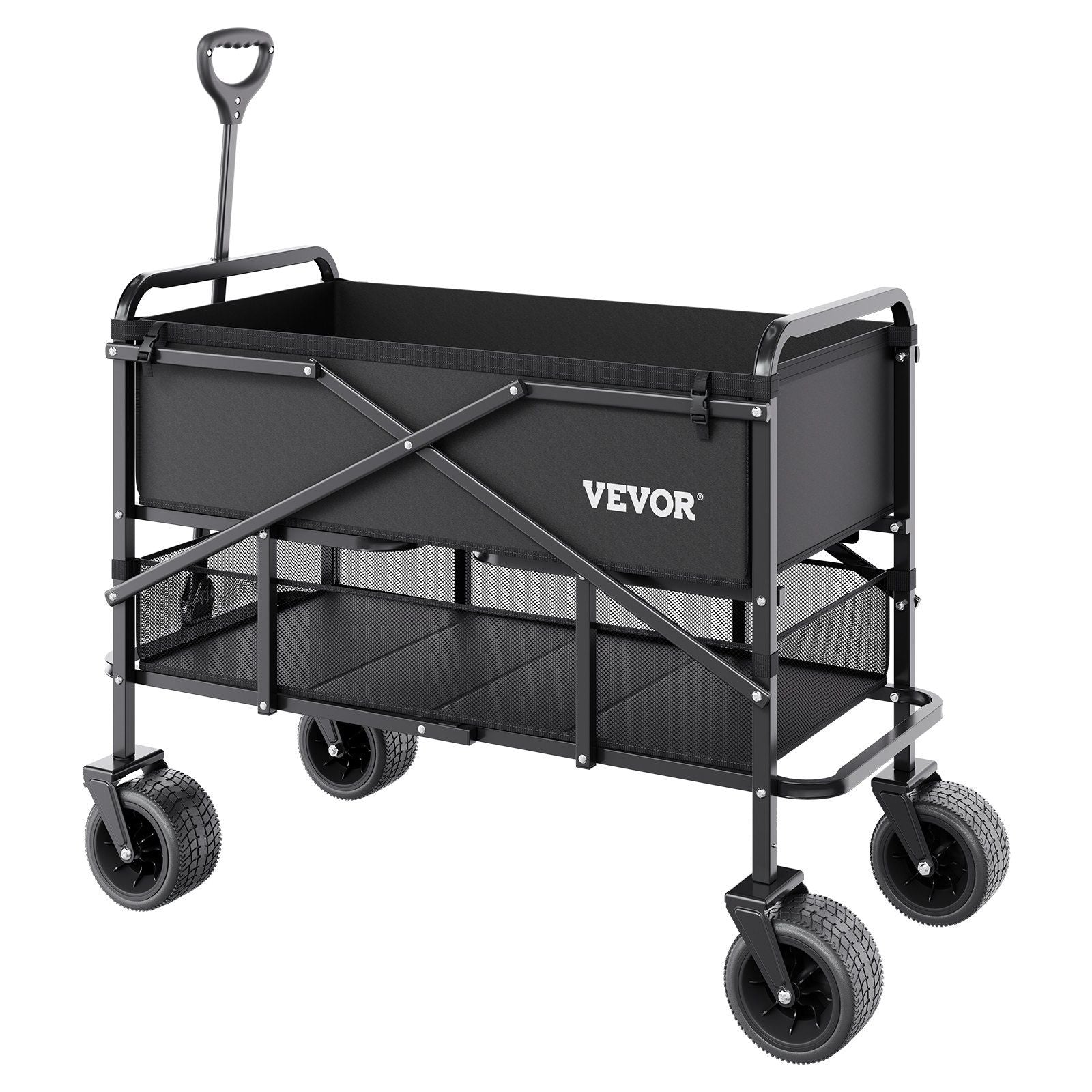 Double Decker Wagon Collapsible, 400L Heavy Duty Folding Wagon Cart, Extended Long Garden Cart with V952-ZDHYBXSSTCHS4GGRTV0