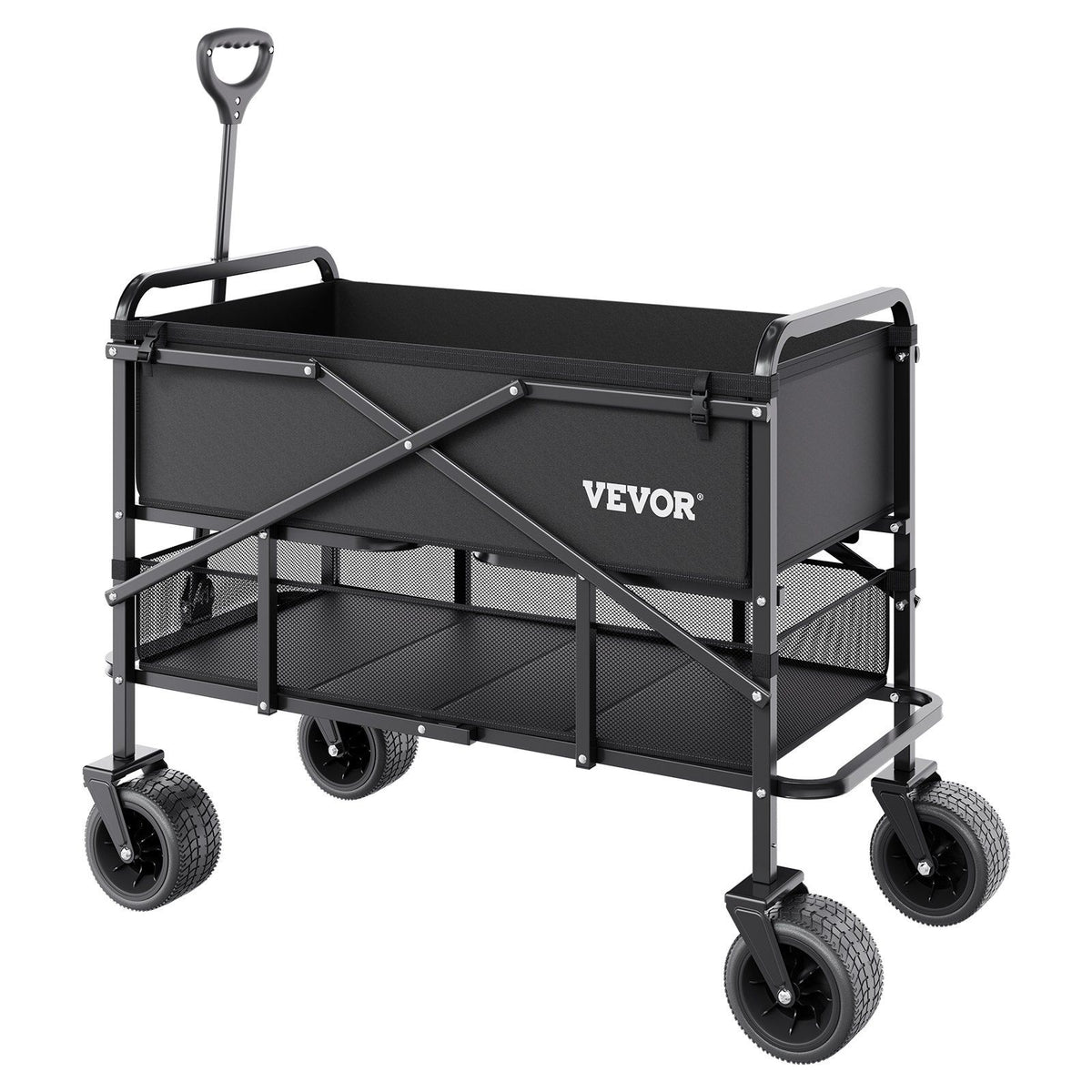 Double Decker Wagon Collapsible, 400L Heavy Duty Folding Wagon Cart, Extended Long Garden Cart with V952-ZDHYBXSSTCHS4GGRTV0