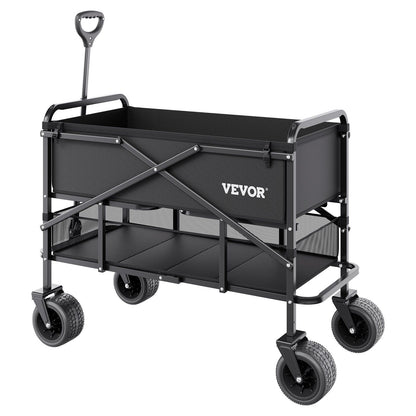 Double Decker Wagon Collapsible, 400L Heavy Duty Folding Wagon Cart, Extended Long Garden Cart with V952-ZDHYBXSSTCHS4GGRTV0