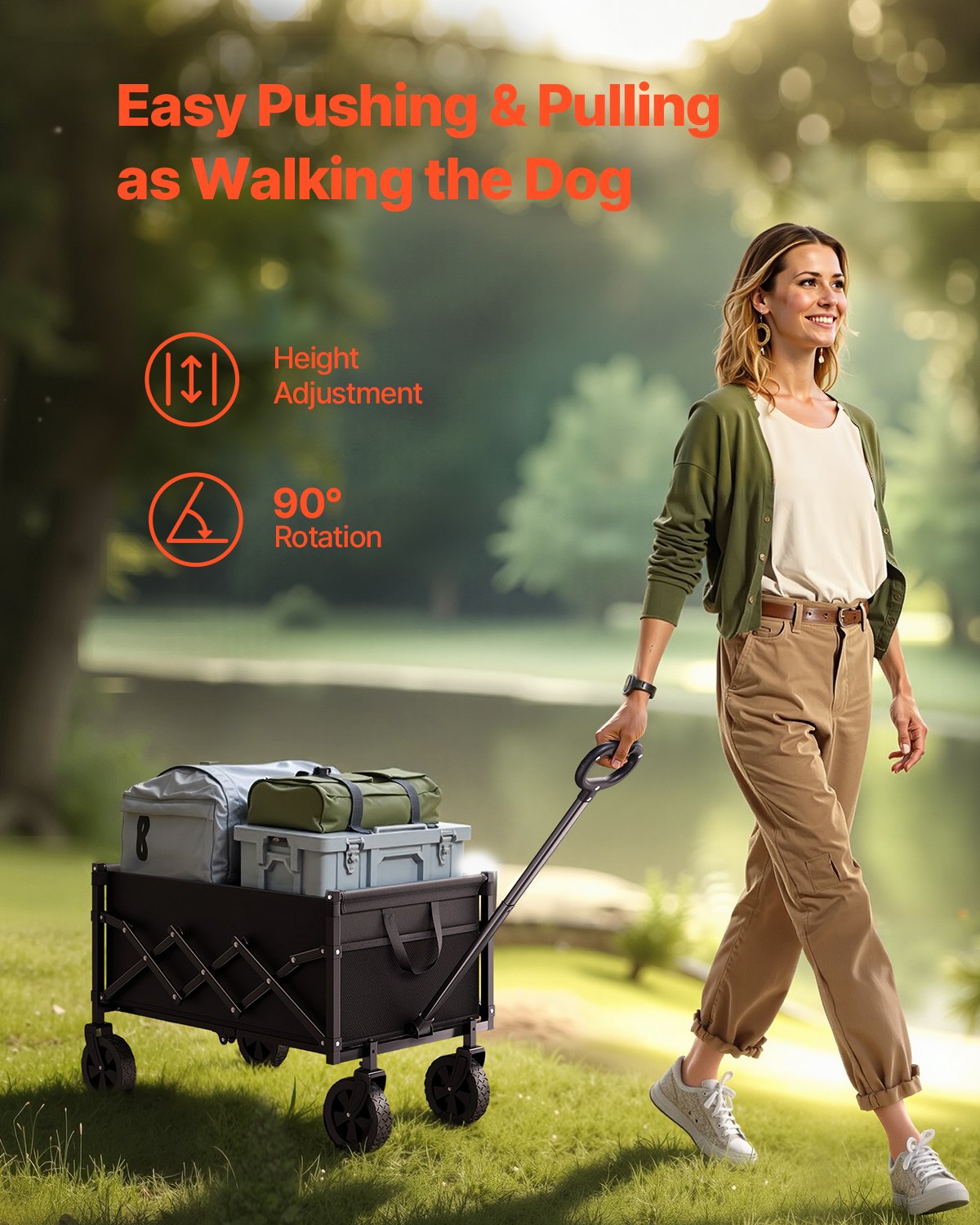 Collapsible Wagon Carts, 120L & 225LBS Folding Wagons with All-Terrain Wheels, Heavy Duty Outdoor Utility V952-ZDHYBXSSTCHSC3NLWV0