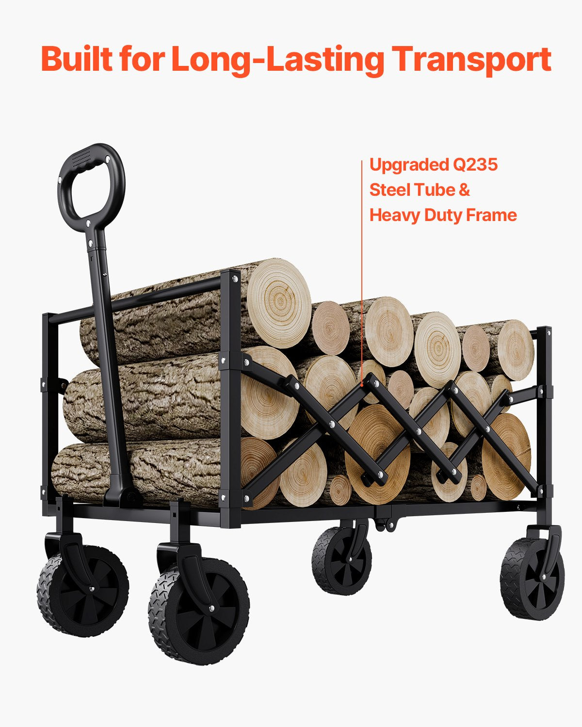 Collapsible Wagon Carts, 120L & 225LBS Folding Wagons with All-Terrain Wheels, Heavy Duty Outdoor Utility V952-ZDHYBXSSTCHSC3NLWV0