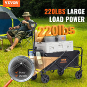 Collapsible Folding Wagon, 2 cu.ft Grass Wagon Cart with All-Terrain 5in Wheels, Heavy Duty Folding Wagon V952-ZDHYBXSSTCHSMHEGRV0