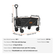 Collapsible Folding Wagon, 2 cu.ft Grass Wagon Cart with All-Terrain 5in Wheels, Heavy Duty Folding Wagon V952-ZDHYBXSSTCHSMHEGRV0
