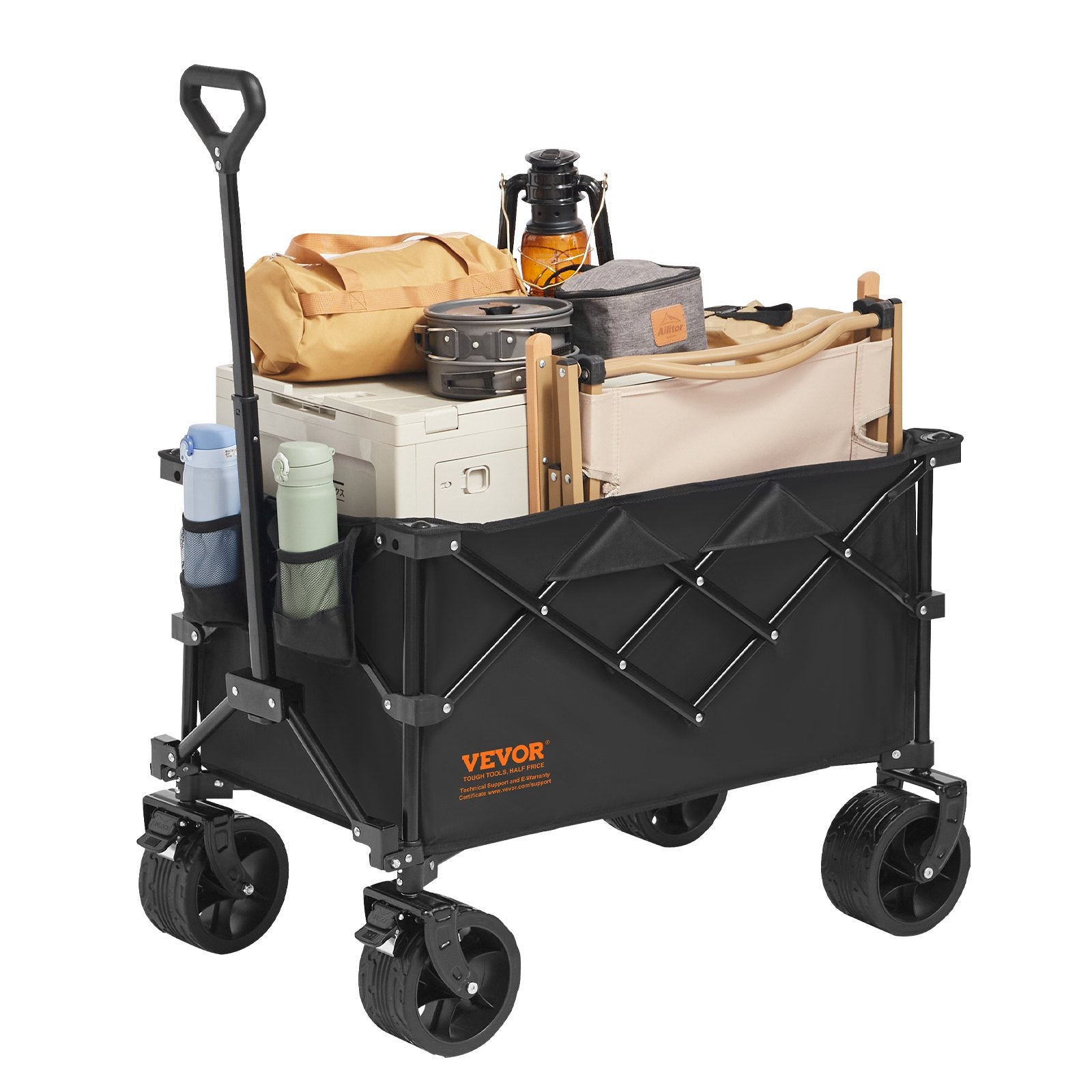 Collapsible Folding Wagon, 220 L Beach Wagon Cart with All-Terrain Wheels, Heavy Duty Folding Wagon Cart Max V952-ZDHYBXSSTCHSUI4Z5V0