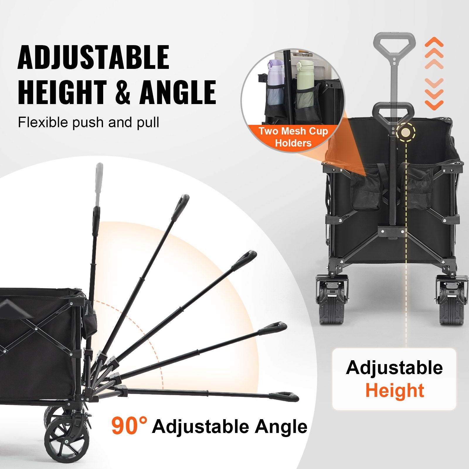 Collapsible Folding Wagon, 220 L Beach Wagon Cart with All-Terrain Wheels, Heavy Duty Folding Wagon Cart Max V952-ZDHYBXSSTCHSUI4Z5V0