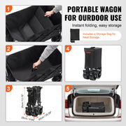 Collapsible Folding Wagon, 220 L Beach Wagon Cart with All-Terrain Wheels, Heavy Duty Folding Wagon Cart Max V952-ZDHYBXSSTCHSUI4Z5V0
