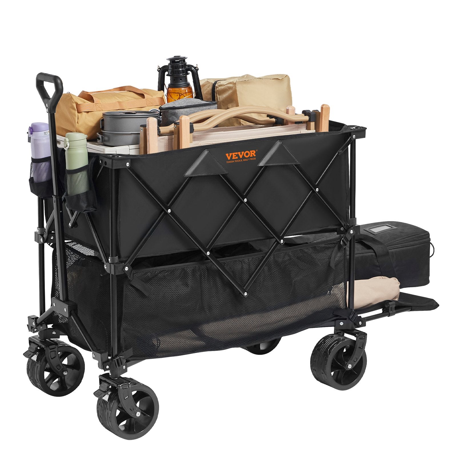 Foldable Double Decker Wagon, 400L Collapsible Wagon Cart with All-Terrain Wheels, Heavy Duty Folding Wagon V952-ZDHYBXSSTCHSXALL9V0