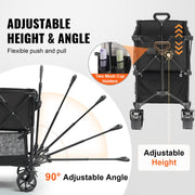 Foldable Double Decker Wagon, 400L Collapsible Wagon Cart with All-Terrain Wheels, Heavy Duty Folding Wagon V952-ZDHYBXSSTCHSXALL9V0