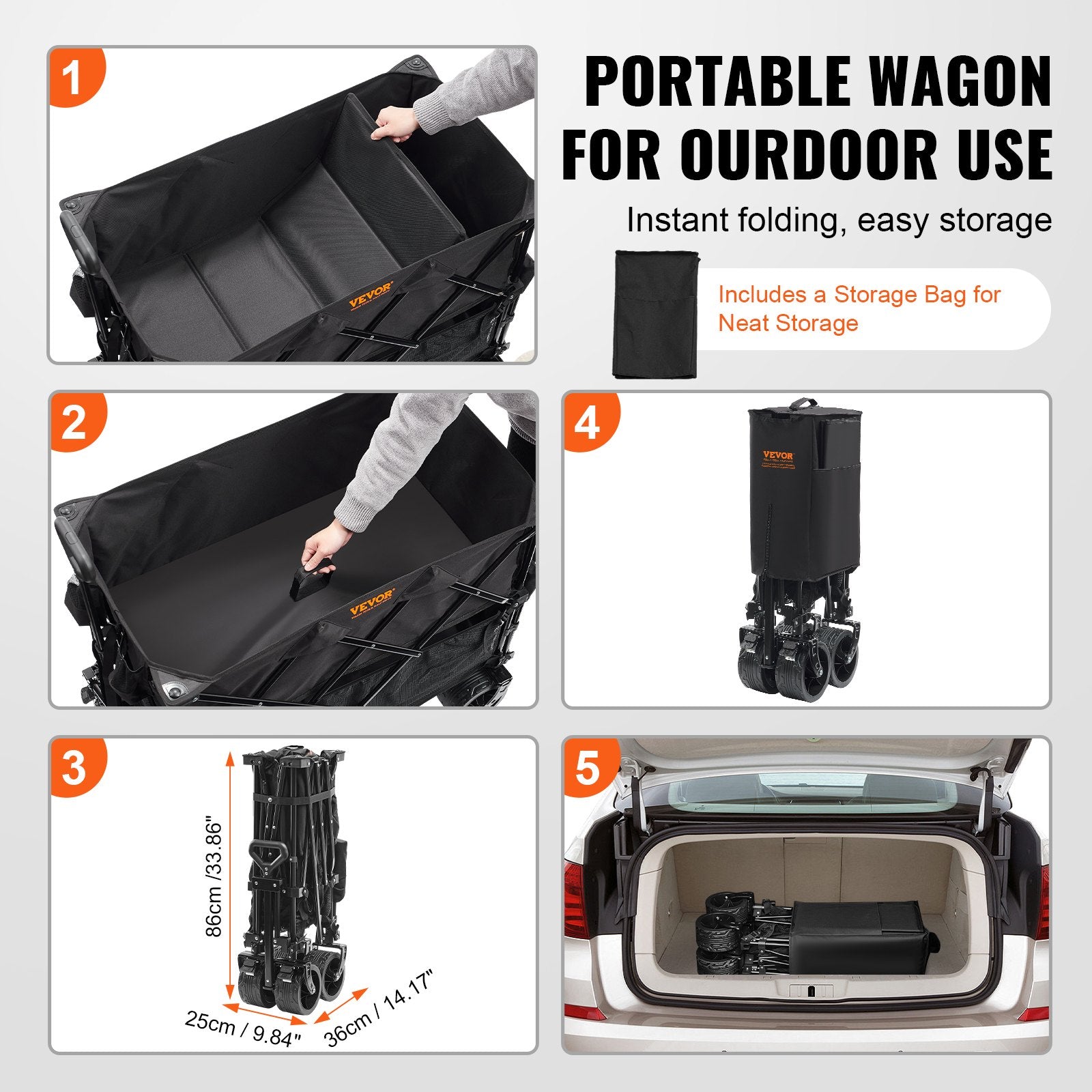Foldable Double Decker Wagon, 400L Collapsible Wagon Cart with All-Terrain Wheels, Heavy Duty Folding Wagon V952-ZDHYBXSSTCHSXALL9V0