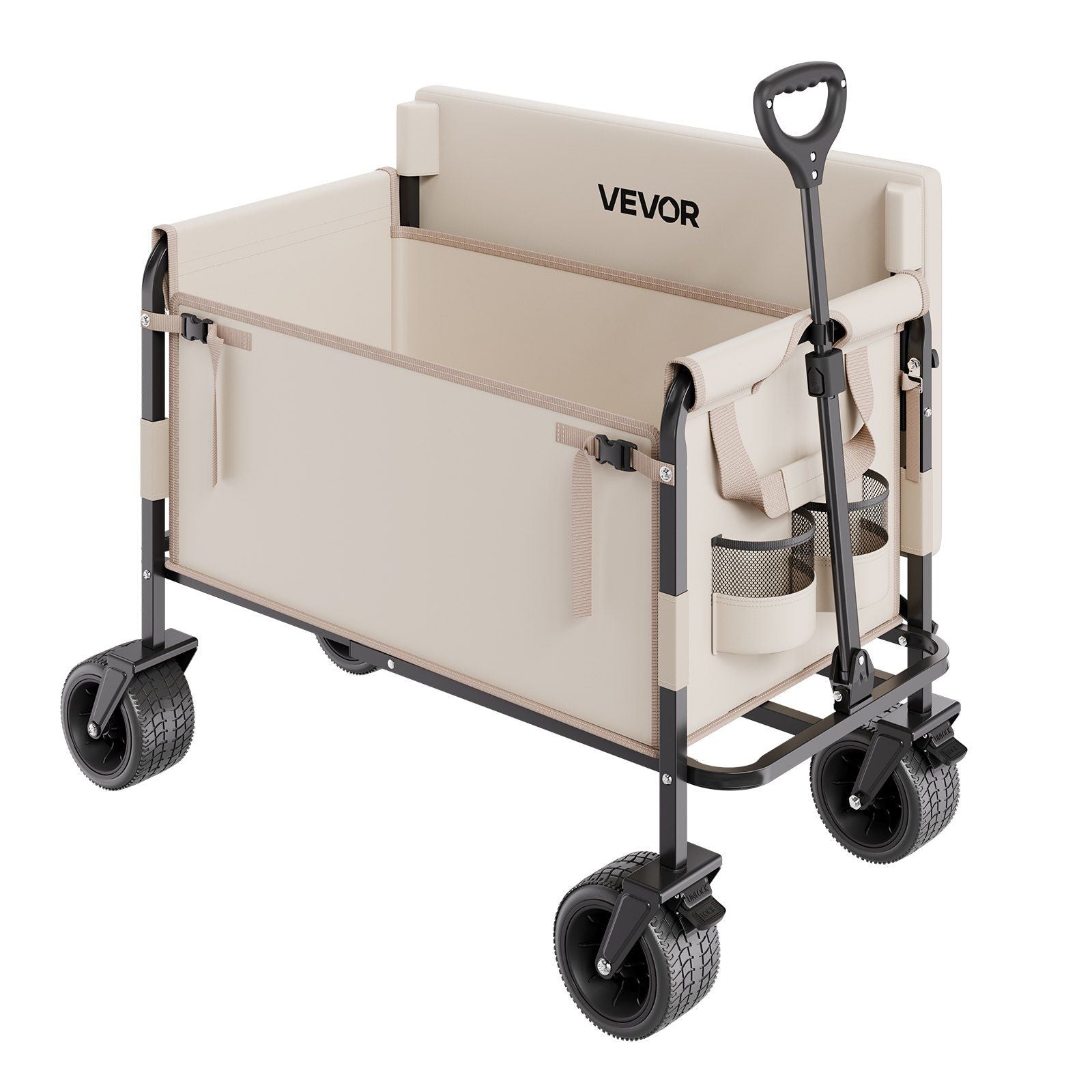 Collapsible Folding Wagon, 550lb Load & 220L, 2 in 1 Foldable Wagon Cart Converts to Bench, Utility Wagon V952-ZDHYBXSSTCHSZ4NS1V0