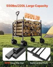 Collapsible Folding Wagon, 550lb Load & 220L, 2 in 1 Foldable Wagon Cart Converts to Bench, Utility Wagon V952-ZDHYBXSSTCHSZ4NS1V0
