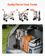 Collapsible Folding Wagon, 550lb Load & 220L, 2 in 1 Foldable Wagon Cart Converts to Bench, Utility Wagon V952-ZDHYBXSSTCHSZ4NS1V0