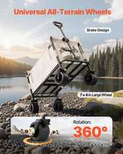 Collapsible Folding Wagon, 550lb Load & 220L, 2 in 1 Foldable Wagon Cart Converts to Bench, Utility Wagon V952-ZDHYBXSSTCHSZ4NS1V0
