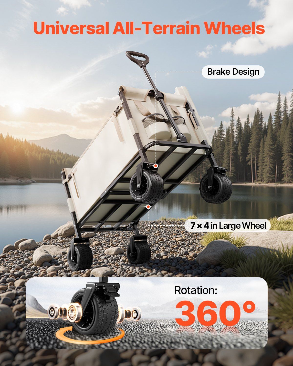 Collapsible Folding Wagon, 550lb Load & 220L, 2 in 1 Foldable Wagon Cart Converts to Bench, Utility Wagon V952-ZDHYBXSSTCHSZ4NS1V0