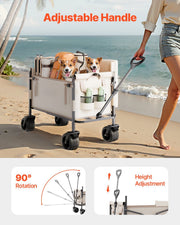 Collapsible Folding Wagon, 550lb Load & 220L, 2 in 1 Foldable Wagon Cart Converts to Bench, Utility Wagon V952-ZDHYBXSSTCHSZ4NS1V0