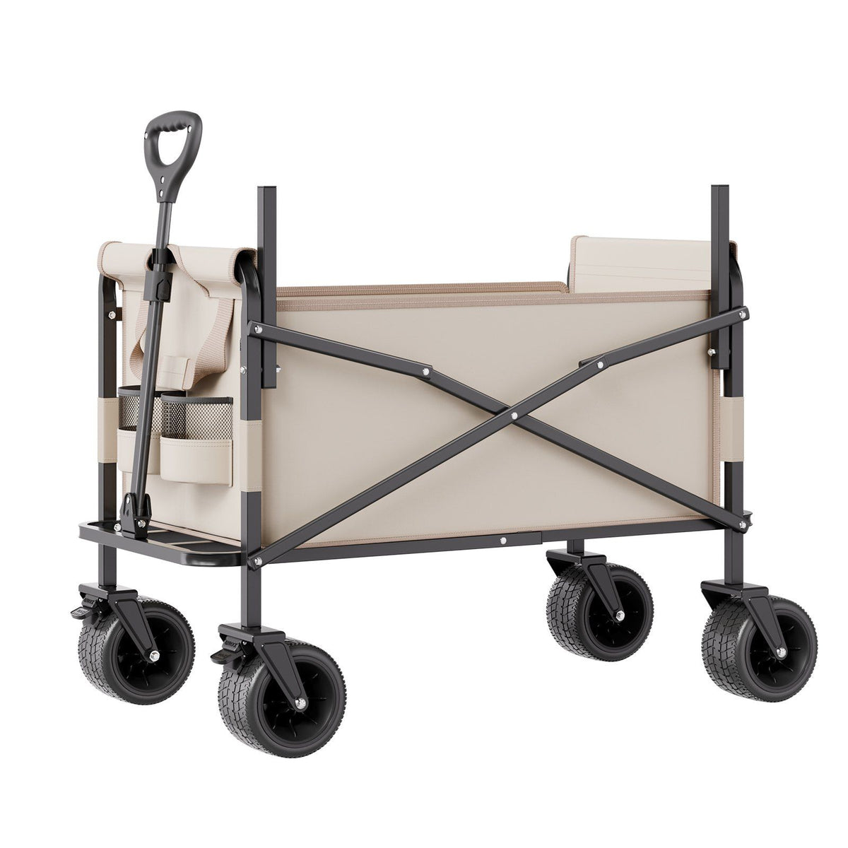Collapsible Folding Wagon, 550lb Load & 220L, 2 in 1 Foldable Wagon Cart Converts to Bench, Utility Wagon V952-ZDHYBXSSTCHSZ4NS1V0