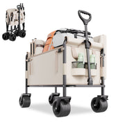 Collapsible Folding Wagon, 550lb Load & 220L, 2 in 1 Foldable Wagon Cart Converts to Bench, Utility Wagon V952-ZDHYBXSSTCHSZ4NS1V0