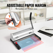 Binding Machine, Comb Binding Machine 21-Holes Binding 450 Sheets, Book Binder Machine with 100 PCS 3/8'' V952-ZDJ20SSSD210BTS1FV0