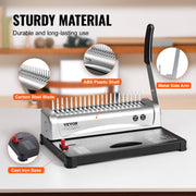 Binding Machine, Comb Binding Machine 21-Holes Binding 450 Sheets, Book Binder Machine with 100 PCS 3/8'' V952-ZDJ20SSSD210BTS1FV0
