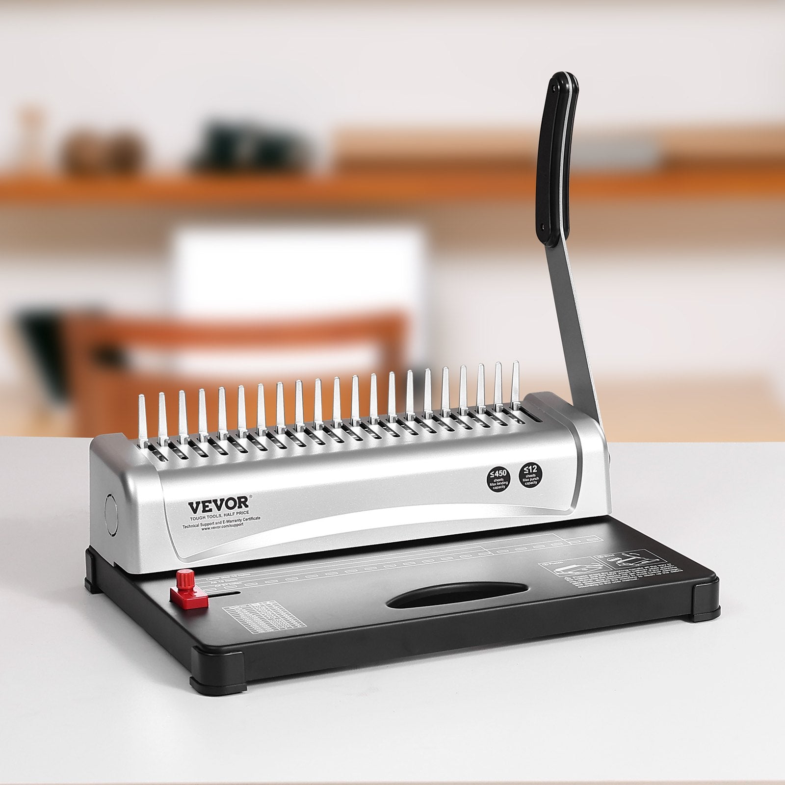 Binding Machine, Comb Binding Machine 21-Holes Binding 450 Sheets, Book Binder Machine with 100 PCS 3/8'' V952-ZDJ20SSSD210BTS1FV0
