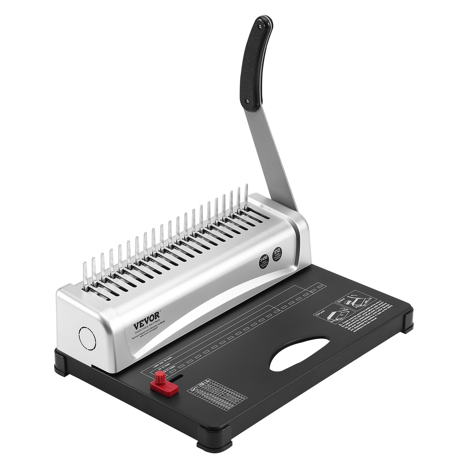 Binding Machine, Comb Binding Machine 21-Holes Binding 450 Sheets, Book Binder Machine with 100 PCS 3/8'' V952-ZDJ20SSSD210BTS1FV0
