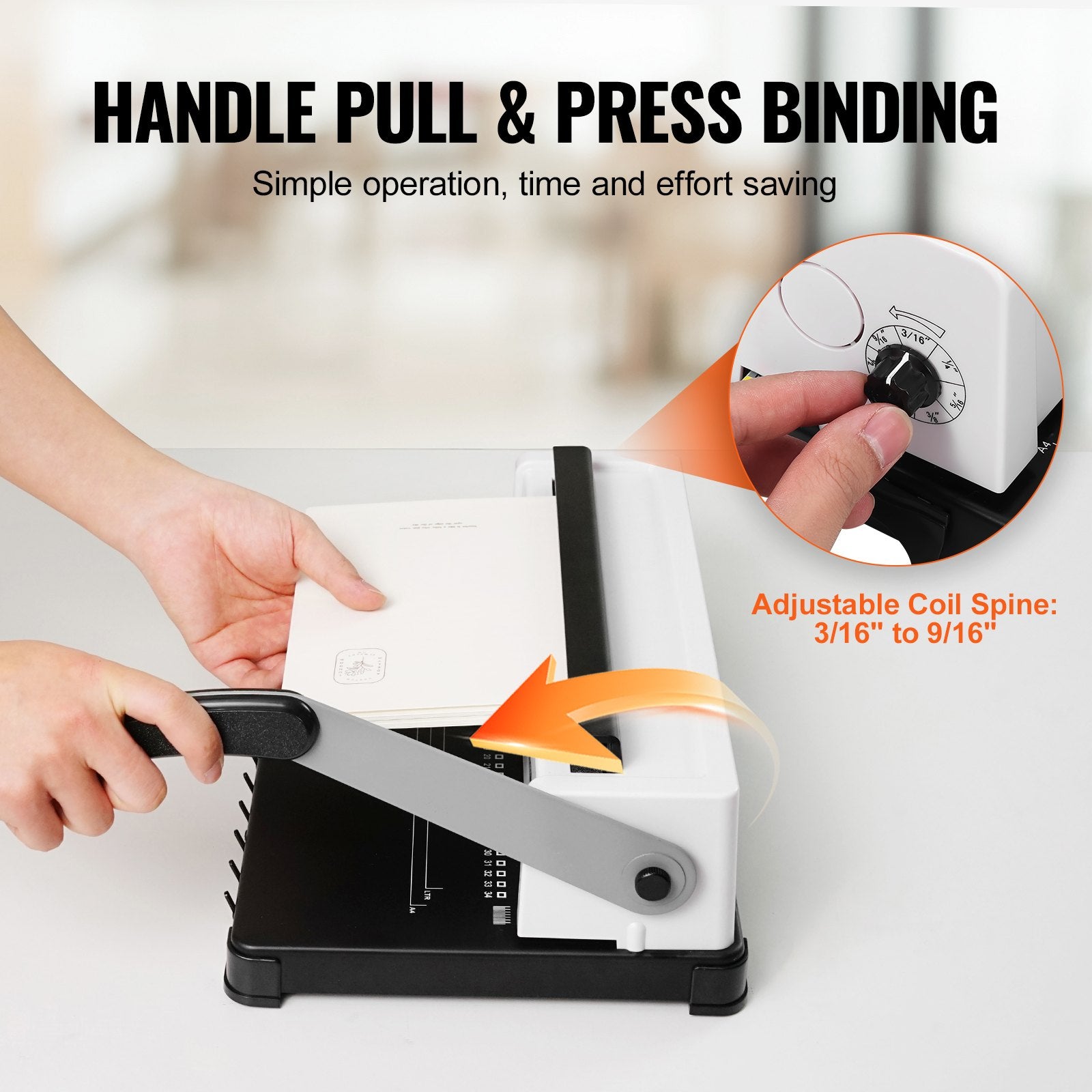 Coil Spiral Binding Machine, Manual Book Maker 34-Holes Binding 120 Sheets, Punch Binder with Adjustable Side V952-ZDJ20TQSSD32IJ2STV0