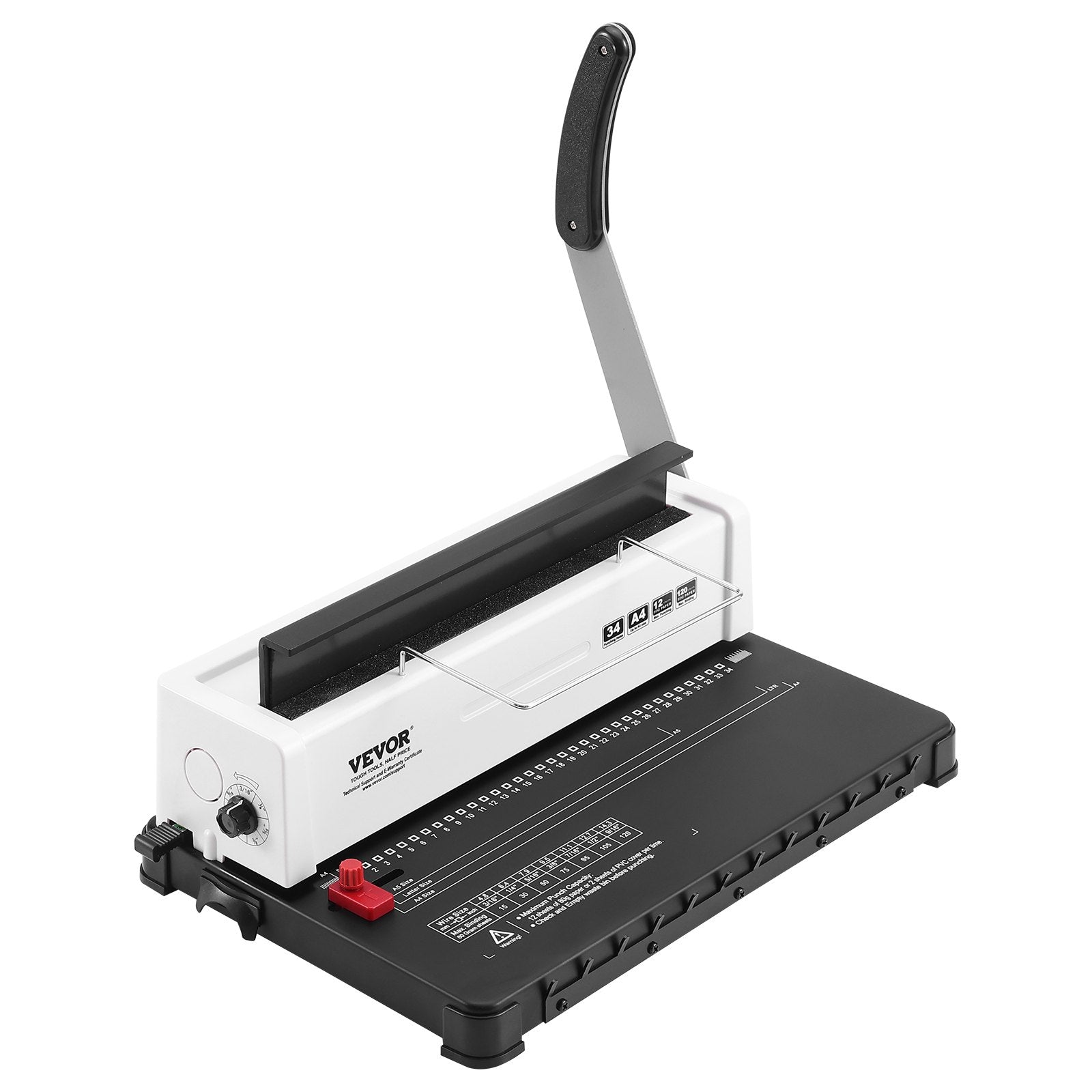 Coil Spiral Binding Machine, Manual Book Maker 34-Holes Binding 120 Sheets, Punch Binder with Adjustable Side V952-ZDJ20TQSSD32IJ2STV0