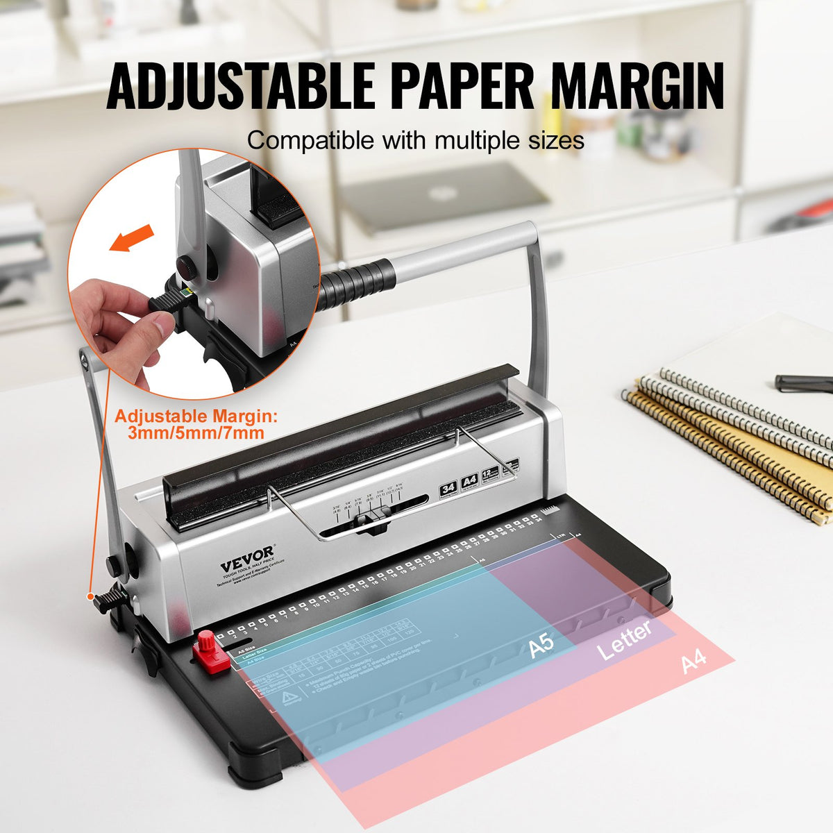 Coil Spiral Binding Machine, Manual Book Maker 34-Holes Binding 120 Sheets, Punch Binder with Adjustable V952-ZDJ20XQSSD34J0H4EV0
