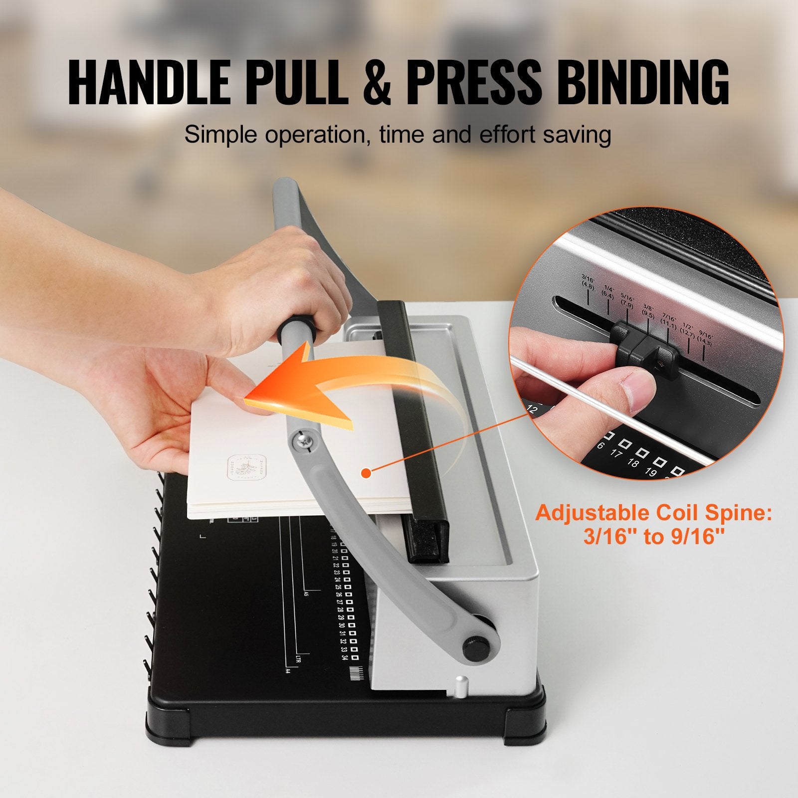 Coil Spiral Binding Machine, Manual Book Maker 34-Holes Binding 120 Sheets, Punch Binder with Adjustable V952-ZDJ20XQSSD34J0H4EV0