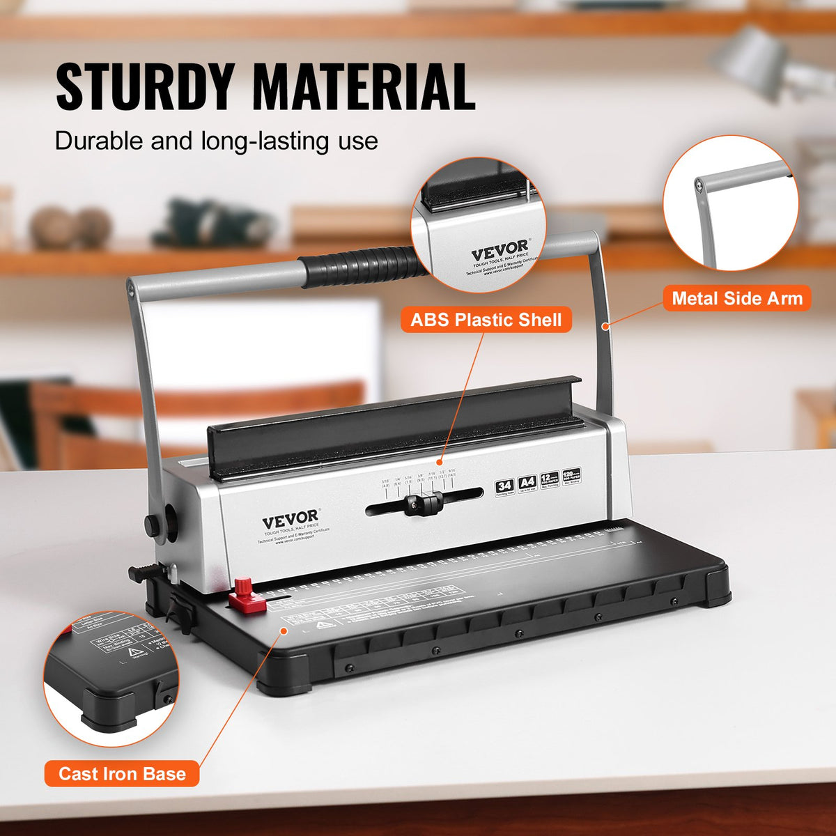 Coil Spiral Binding Machine, Manual Book Maker 34-Holes Binding 120 Sheets, Punch Binder with Adjustable V952-ZDJ20XQSSD34J0H4EV0