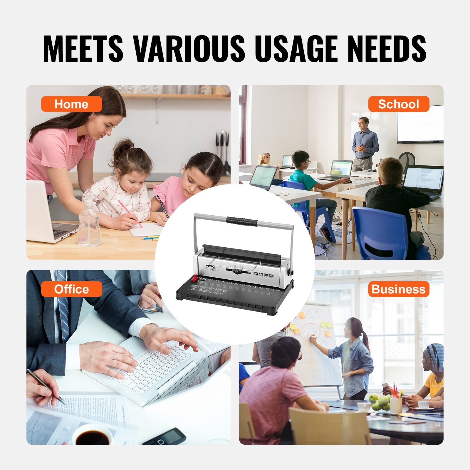 Coil Spiral Binding Machine, Manual Book Maker 34-Holes Binding 120 Sheets, Punch Binder with Adjustable V952-ZDJ20XQSSD34J0H4EV0