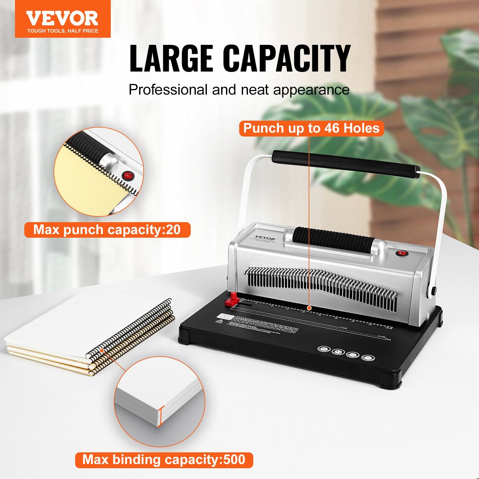 Coil Spiral Binding Machine, Manual Book Maker with Electric Binding, 46-Holes Binding 500 Sheets Punch V952-ZDJ20XQSSDDKSX71ZV3