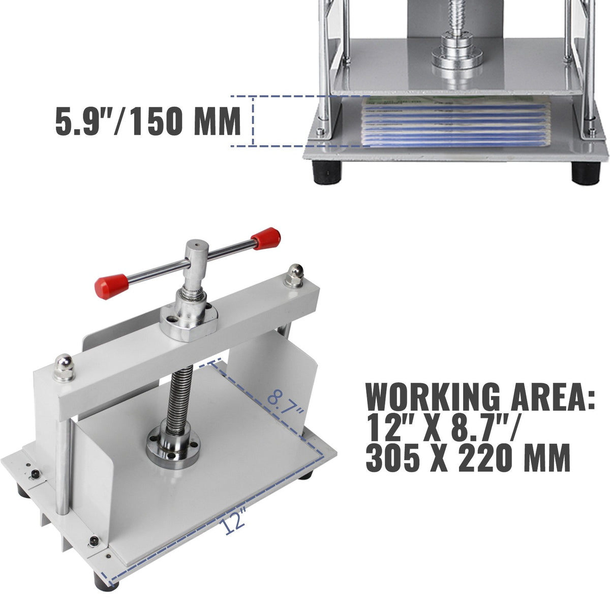 Manual Paper Press Machine, 12x8.6 inch for A4 Sized Papers Flatting Machine, 10cm Thickness Steel Frame V952-ZDJ20YPJSD21VV88HV0