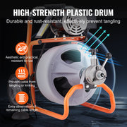 Drain Cleaner Machine 75FT x 3/8 Inch Auto Feed with Wheels & 8 Cutters V952-ZDJJKLSGDSTJ33BNJV3