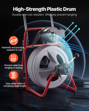 Drain Cleaner Machine 22m x 13mm, Auto Feed Sewer Snake Drain Auger on Wheels, Portable Drain Cleaning V952-ZDJJKLSGDSTJOA12M002V3