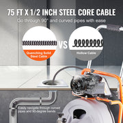 Drain Cleaner Machine 75FT x 1/2 Inch Auto Feed with Wheels & 8 Cutters V952-ZDJJKLSGDSTJOA12MV3