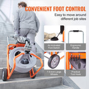 Drain Cleaner Machine 75FT x 1/2 Inch Auto Feed with Wheels & 8 Cutters V952-ZDJJKLSGDSTJOA12MV3