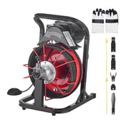 Drain Cleaner Machine 15m x 8mm, Auto Feed Sewer Snake Auger with 4 Cutters & Air-activated Foot Switch for V952-ZDJJKLSGDSTJWYRCQ002V3