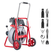 Drain Cleaner Machine 30m x 13mm, Auto Feed Sewer Snake Drain Auger on Wheels, Portable Drain Cleaning V952-ZDJJKLSGDSTJXZPK9002V3