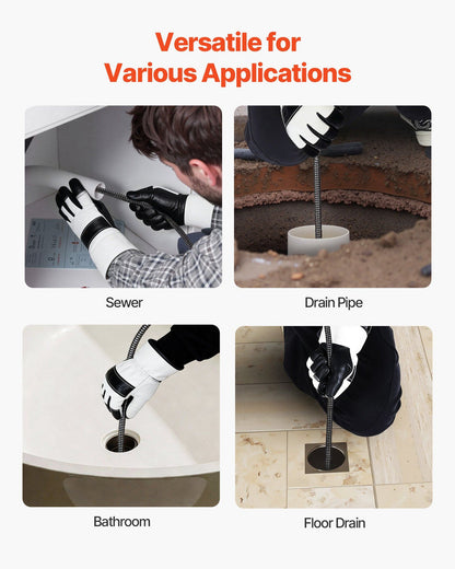 Drain Cleaner Machine 22m x 13mm, Auto Feed Sewer Snake Auger on Wheels, Portable Drain Cleaning Machine with V952-ZDJJKLSGDSTJZ6H35002V3