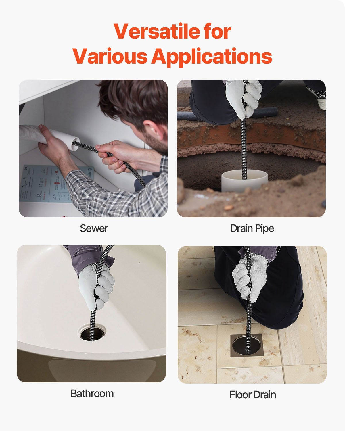 Drain Cleaner Machine 75FT x 1/2Inch, Auto Feed Sewer Snake Auger with 4 Cutter & Air-activated Foot Switch V952-ZDJJKLSGDSTJZ6H35V3