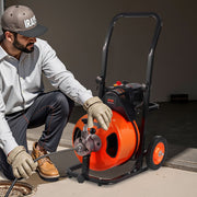 Drain Cleaner Machine 75FT x 1/2Inch, Auto Feed Sewer Snake Auger with 4 Cutter & Air-activated Foot Switch V952-ZDJJKLSGDSTJZ6H35V3