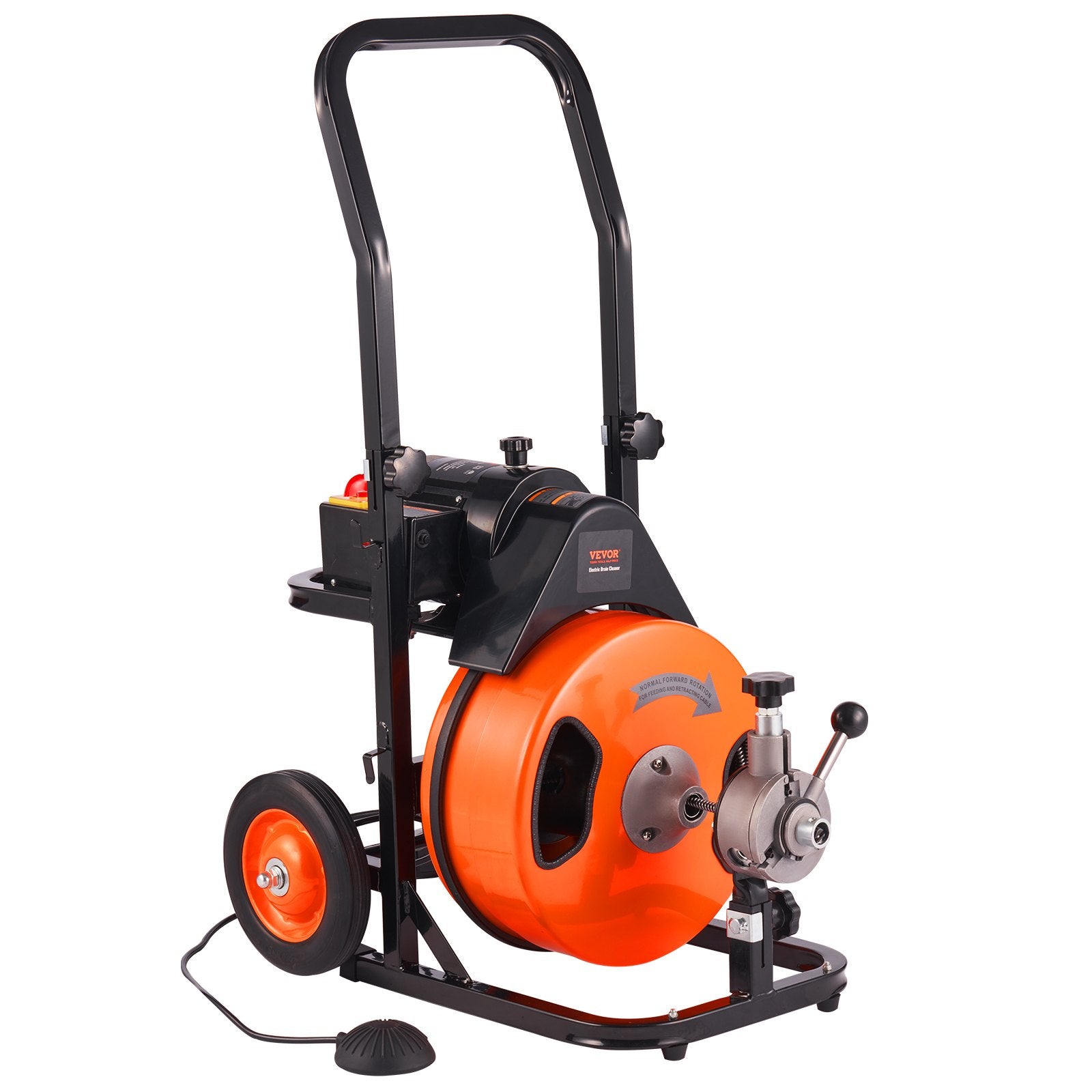 Drain Cleaning Machine 50 FT x 1/2 Inch, Sewer Snake Machine Auto Feed, Drain Auger Cleaner with 4 Cutter & V952-ZDJJKLSGDSTJZCTMFV3