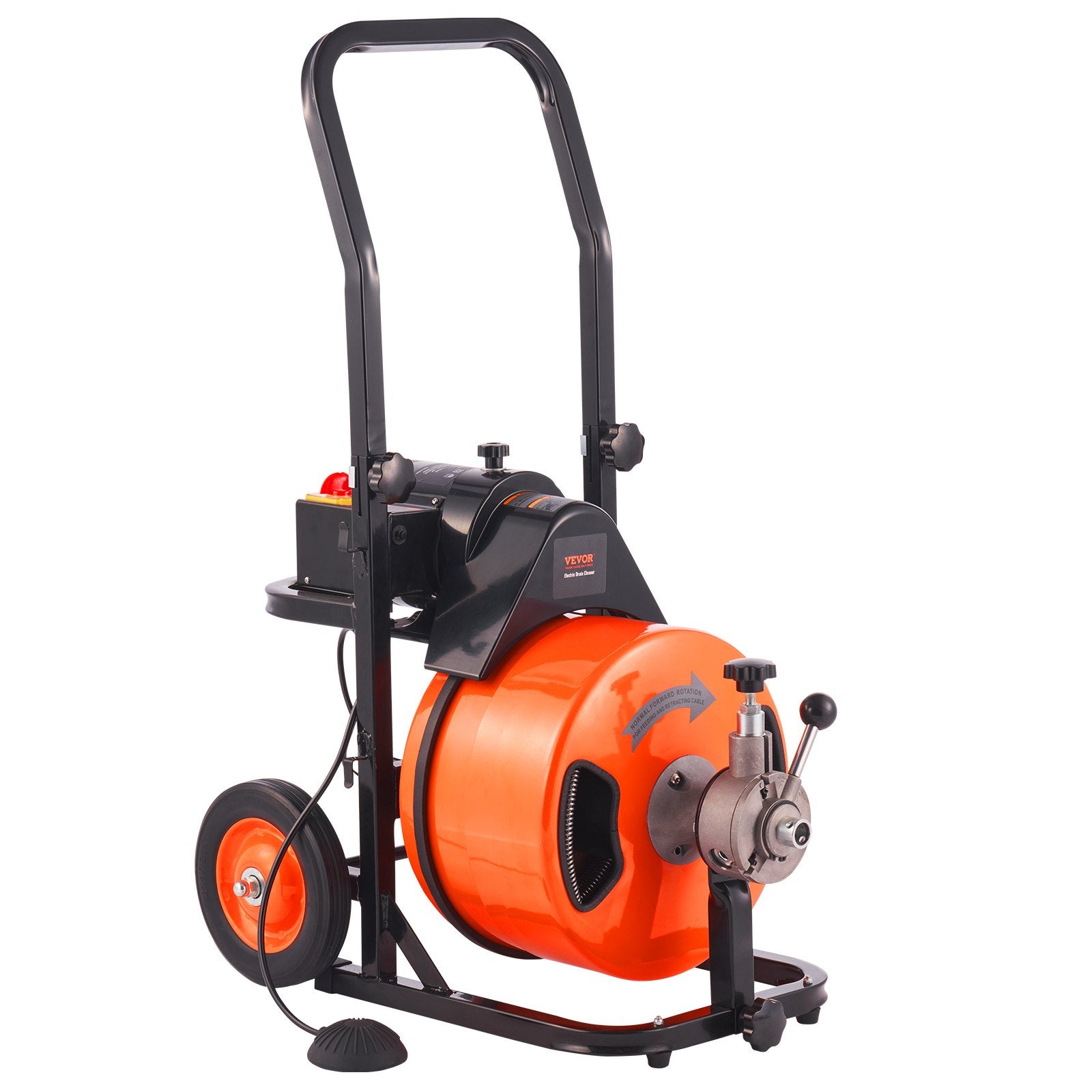 100FT x 1/2Inch Drain Cleaner Machine Sewer Auger Auto Feed with 4 Cutter & Air-Activated Foot Switch for 2" V952-ZDJJKLSGDSTJZGK9AV3
