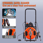 100FT x 1/2Inch Drain Cleaner Machine Sewer Auger Auto Feed with 4 Cutter & Air-Activated Foot Switch for 2" V952-ZDJJKLSGDSTJZGK9AV3