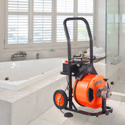100FT x 1/2Inch Drain Cleaner Machine Sewer Auger Auto Feed with 4 Cutter & Air-Activated Foot Switch for 2" V952-ZDJJKLSGDSTJZGK9AV3