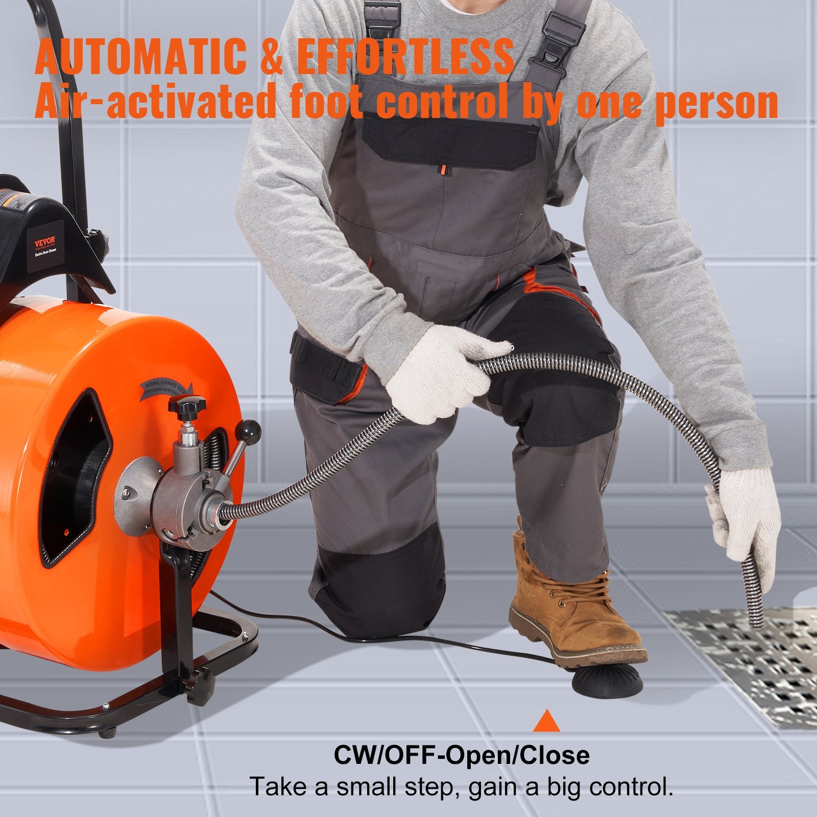 Drain Cleaner Machine Electric Drain Auger 100 FT x 3/4In Auto Feed V952-ZDJJKLSGDSTJZL4U4V3